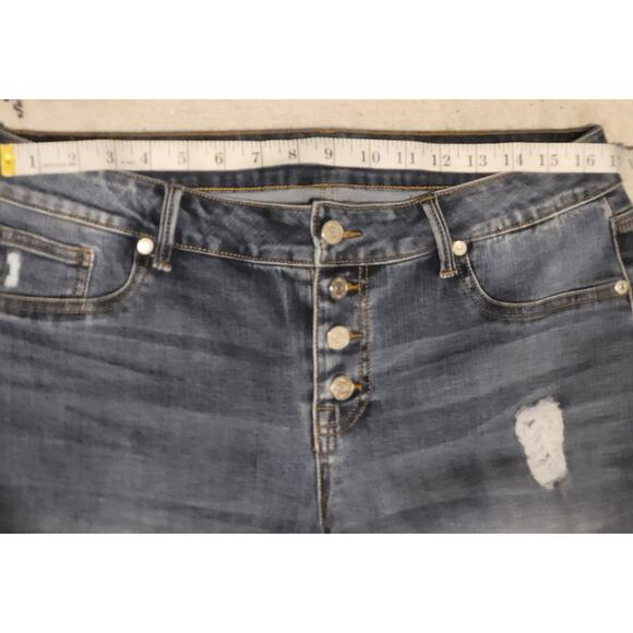 Maurices Womens Button Fly High-Rise Distressed Faded Skinny Leg Jeans Size L - Picture 3 of 10